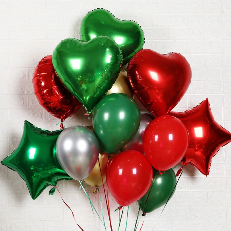 Christmas Green Red Latex Balloons Merry Metallic Gold Sliver Balloon Wedding Party Decoration for Home Kids Toys | Дом и сад