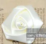 ivory Набор 100 шт./лот сделай сам ручная работа диаметр 3,5 см атласная роза Искусственные ленты цветок для невесты Свадебный букет декоративный - Цвет: ivory