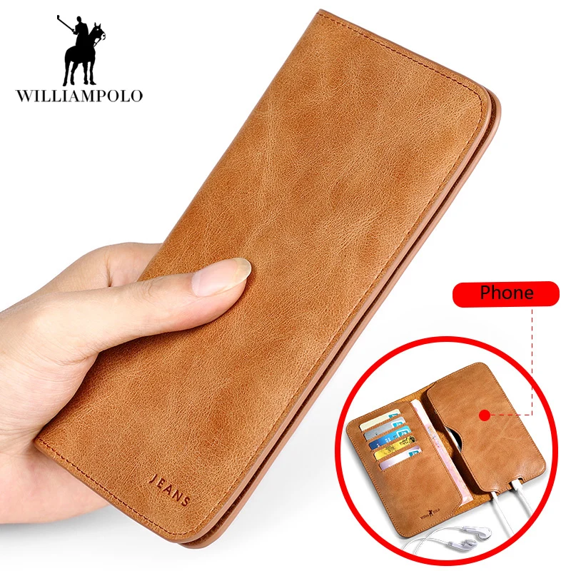 Мужской кошелек винтажный из натуральной кожи для iPhone 7S 2018|men purse|genuine leather wallet