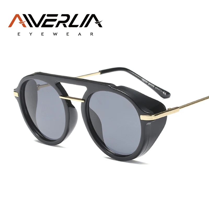 

AIVERLIA Classic Steampunk Sunglass Women Brand Designer Vintage Retro Round Glasses Men steampunk goggl UV400 AI47