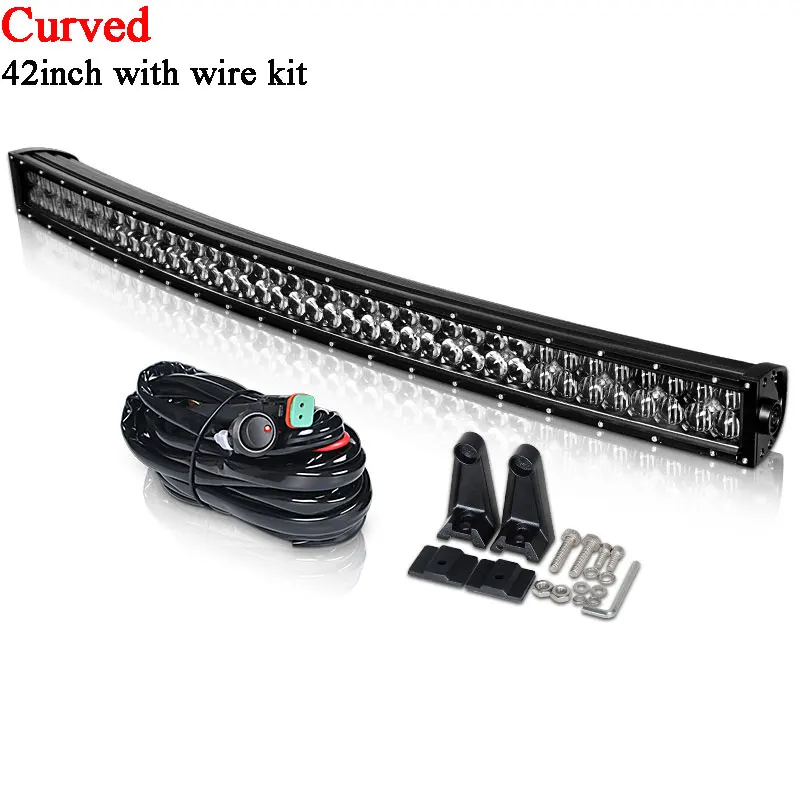 Curved 42in wire 5D 22 32 42 дюймов изогнутый/прямой внедорожный светодиодный светильник комбинированный луч светодиодный рабочий светильник для автомобиля Jeep Truck UAZ MPV SUV 4WD 4x4 ATV - Цвет: Curved 42in wire
