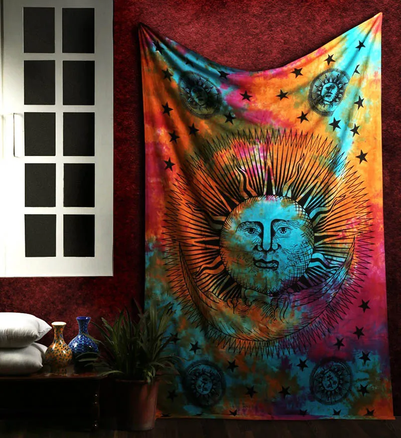 Настенный гобелен в виде большой индийской мандалы домашняя декоративная