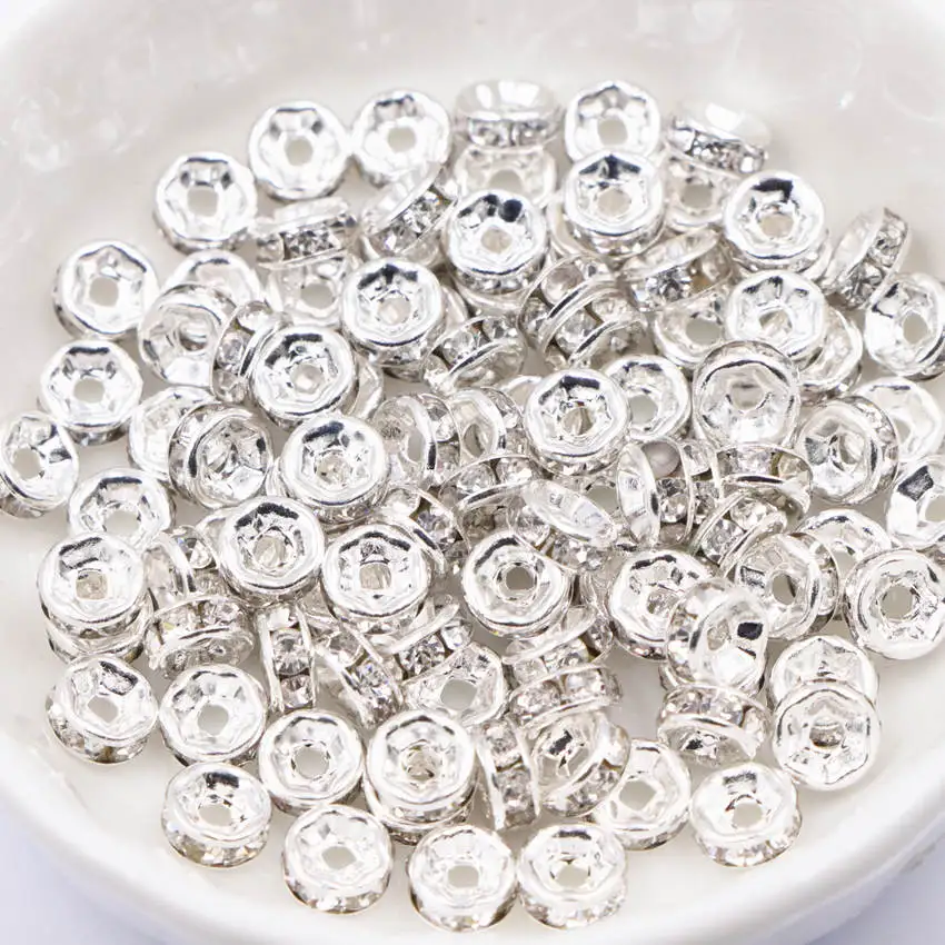 50 шт./лот высокое качество металл медь Кристалл горный хрусталь Rondelle разделитель