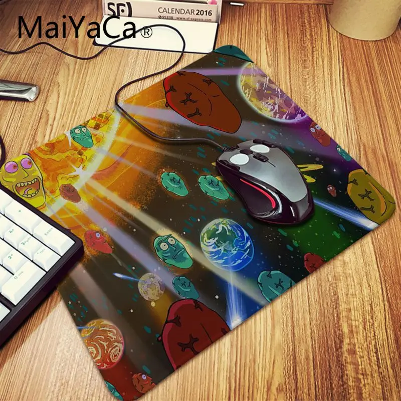 Lock Edge 18x22cm Maiyaca Забавный коврик для мыши Рик и Морти в стиле Фэнтези, коврик для мыши резиновый, большого размера, компьютерный игровой коврик для мыши геймера, Настольный коврик - Цвет: Lock Edge 18x22cm