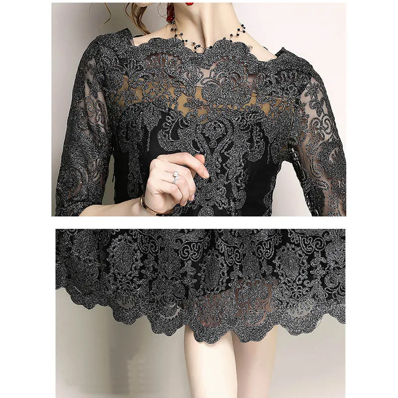 2019 Модное Новое Сетчатое женское платье с вышивкой vestidos de festa modis robe femme тонкий