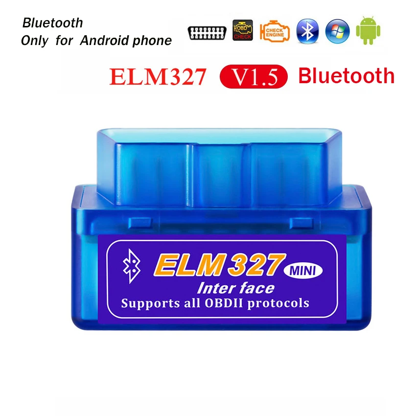 PANDUK ELM327 V1.5 Bluetooth/wifi автомобильный диагностический инструмент чип PIC18F25K80 Obd2 сканер для автомобиля считыватель кодов работа Android/IOS 12 В - Цвет: Bluetooth V1.5 Blue