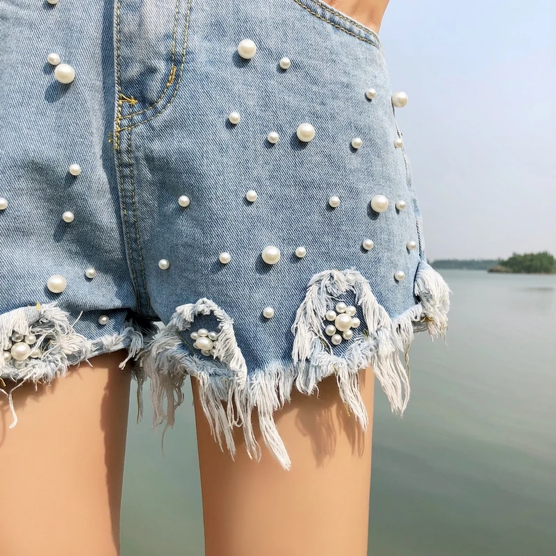 Новые модные Джинсовые шорты для Для женщин 2018 Повседневное Бисер кисточкой