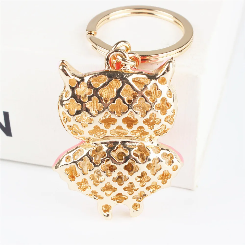 Pink Owl Bird Pendant Charm Rhinestone Crystal Purse Bag Keyring Key Chain Accessories Wedding PartyHolder Keyfob Gift | Украшения и