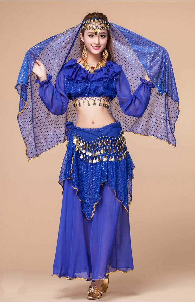 Костюм для танца живота 2 шт./7 шт. танцевальная одежда выступлений Индийский