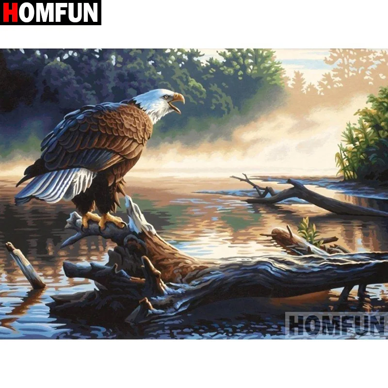 

HOMFUN Full Square/Round Drill 5D DIY Diamond Painting "Eagle scenery" 3D Diamond Embroidery Cross Stitch Home Decor A19818