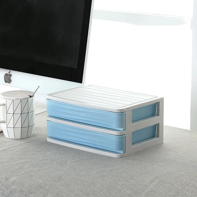 Blue 2 layer Пластиковый косметический ящик, органайзер для макияжа, коробка для хранения косметики, многослойный контейнер для ногтей, шкатулка, держатель, настольный чехол для хранения - Цвет: Blue 2 layer