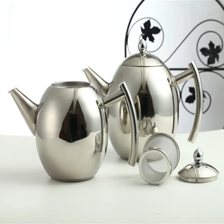 1Л кофеварка чайник из нержавеющей стали кофейник для молока серебристый