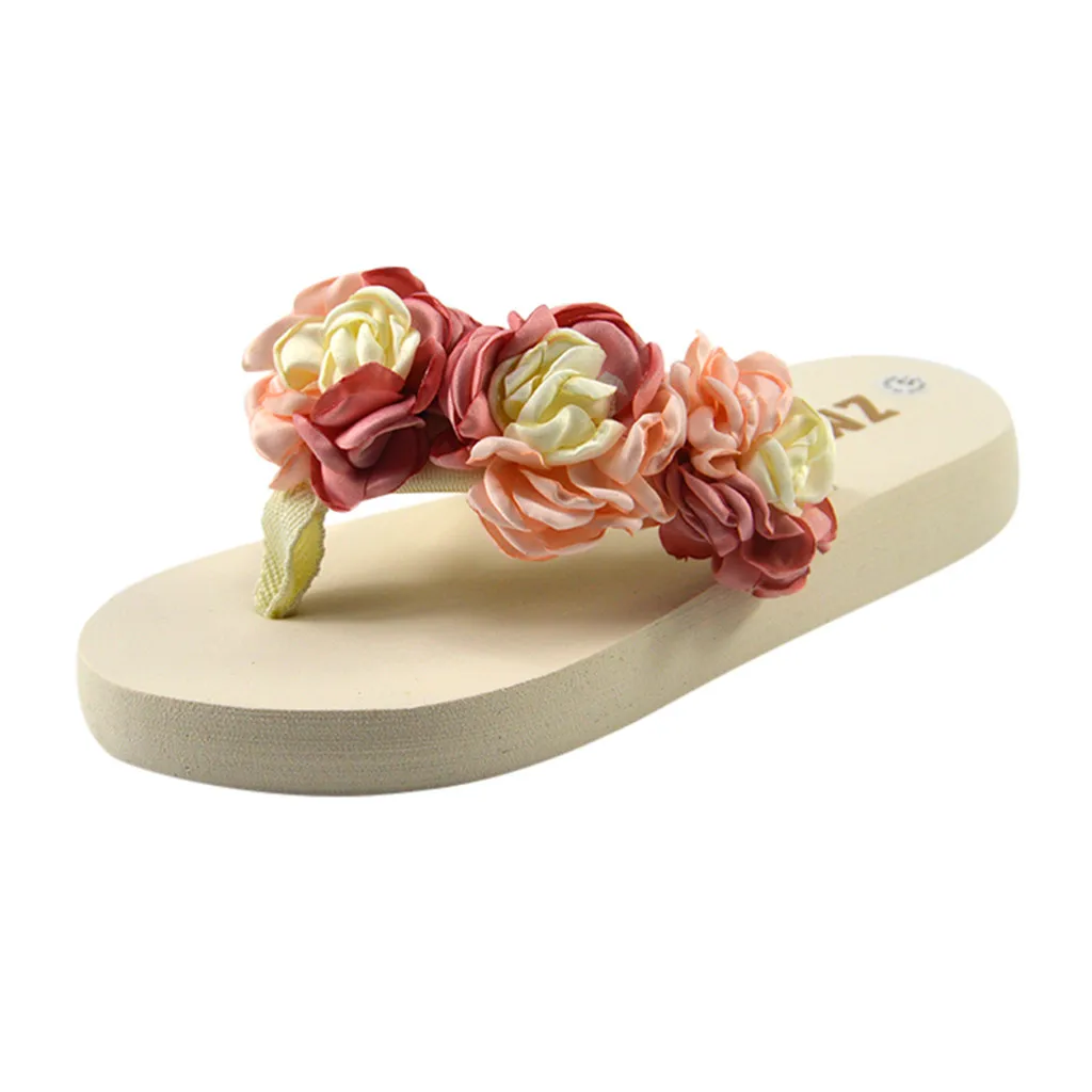

2019 Women's fashion casual three flowers pink sandals female summer solid color multi-purpose Camelli slippers sandale femme