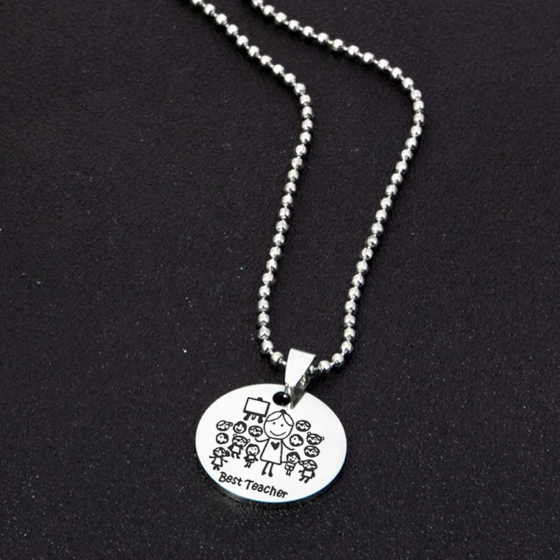 Подарок из нержавеющей стали на день учительницы кулон ожерелье для женщин