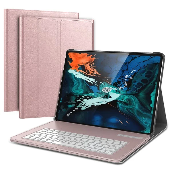 rosegold Для iPad Pro 12,9 дюйма чехол Съемная клавиатура беспроводной из искусственной кожи флип чехол для планшета для iPad Pro 12,9 чехол для клавиатуры - Цвет: rosegold
