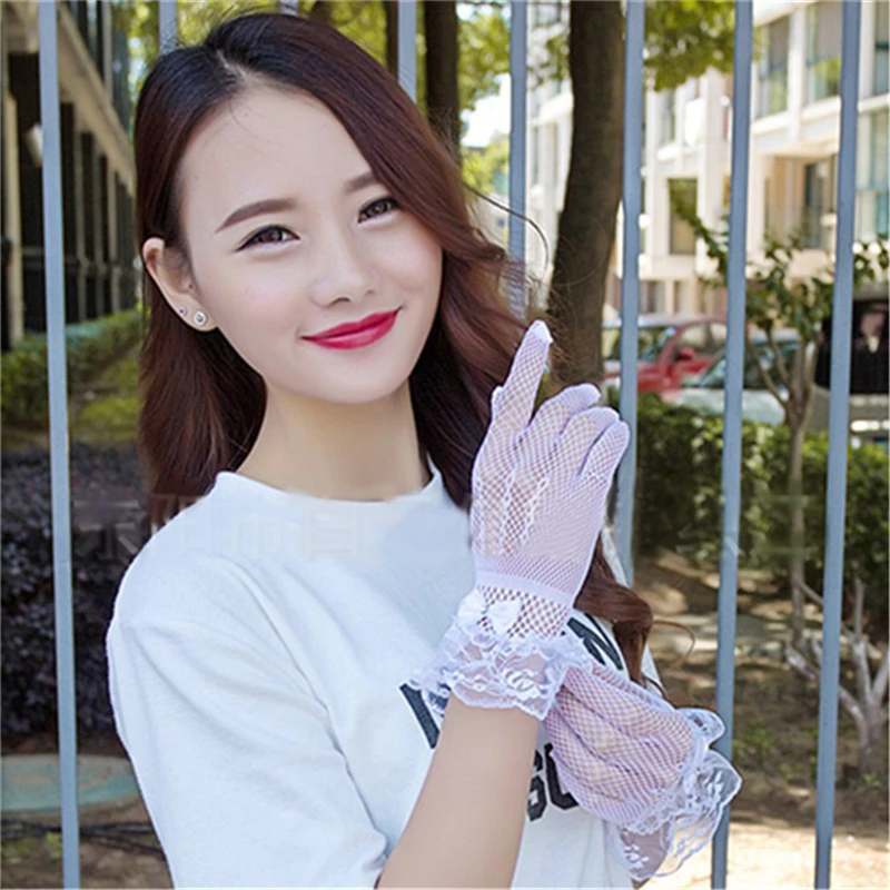 Разделение носком кружево женщина летние перчатки УФ руку комплект