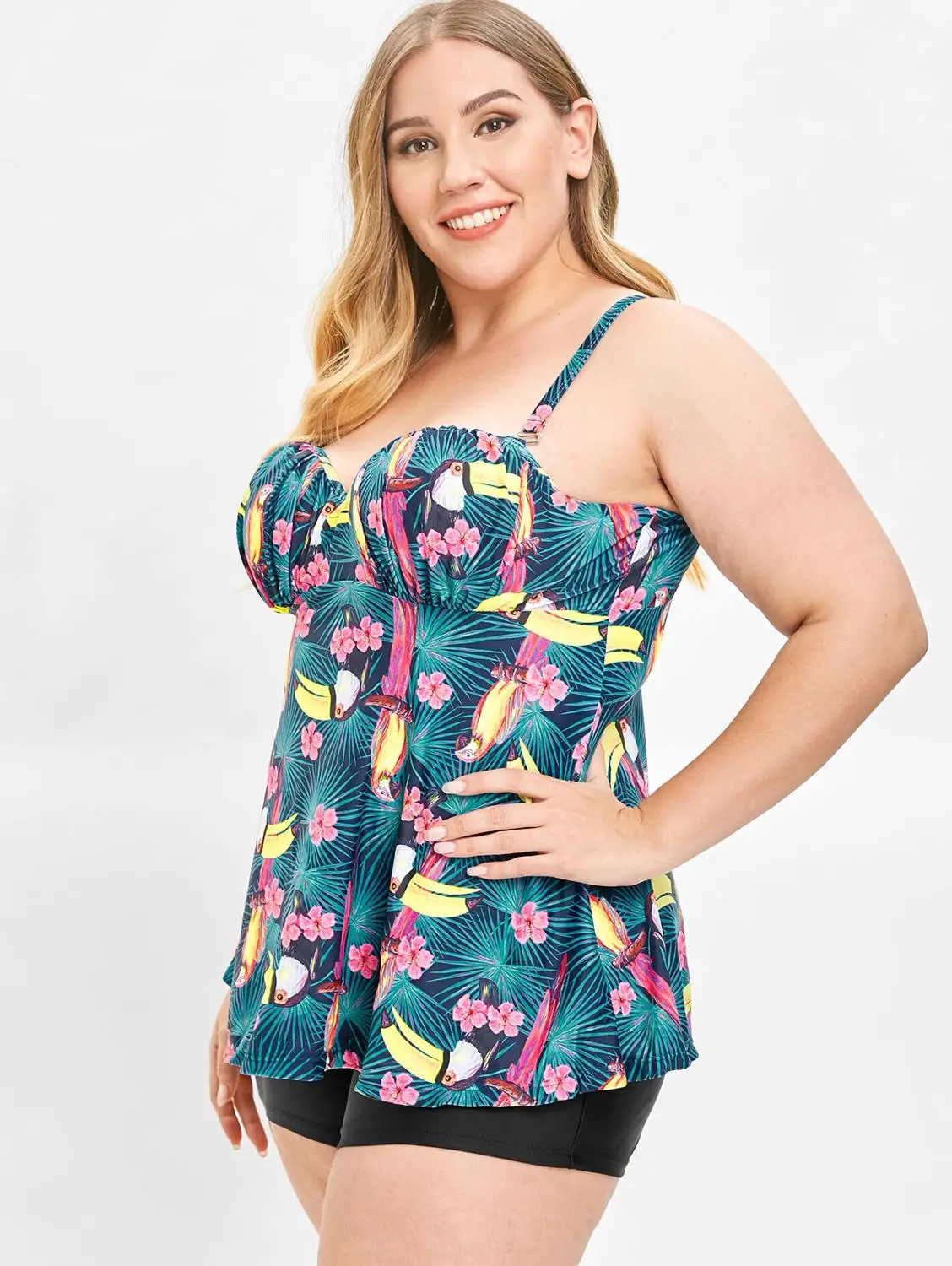 Женский купальник большого размера с животным птицей цветочный принт Раздельный