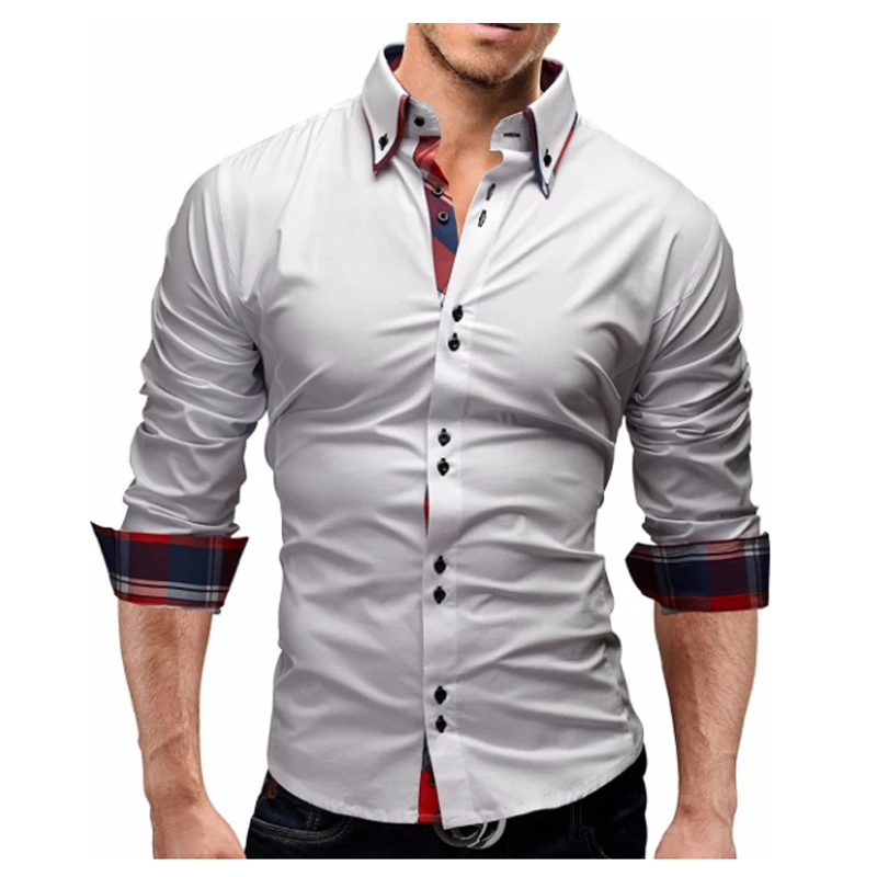 Мужская рубашка 2018 весна новый бренд бизнес Slim Fit платье мужская с длинным