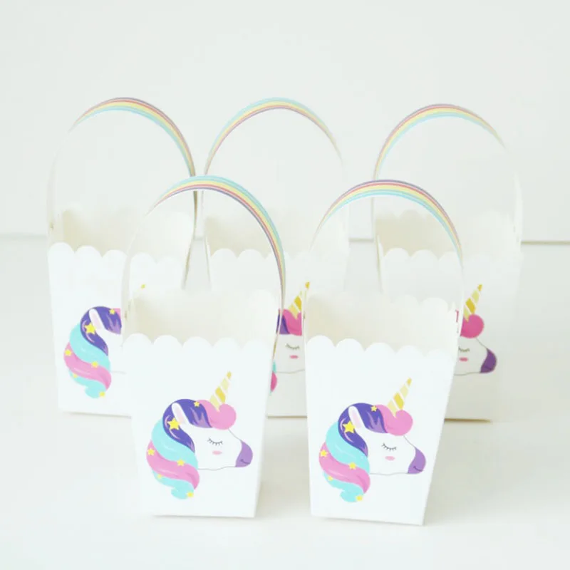 Коробка для попкорна Dabonas с единорогом вечерние дня рождения Подарочная коробка