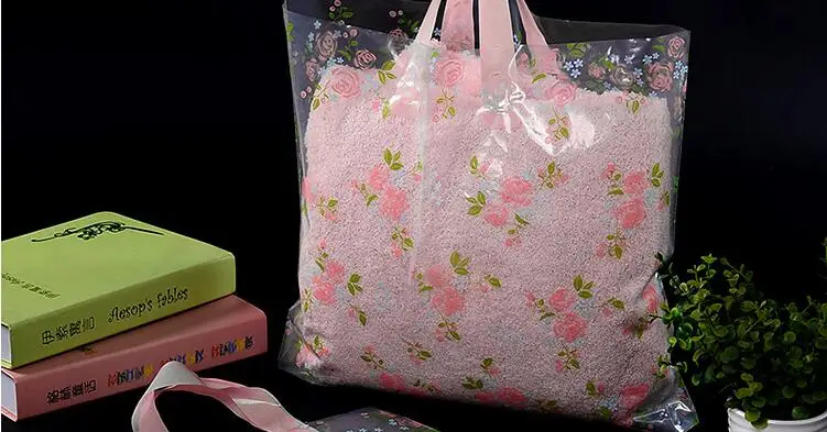 12Pcs Large Plastic Bags Clothing Boutique Gift Packaging Shopping Bag With Handle Party Candy | Дом и сад