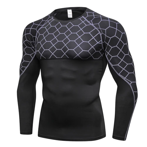 Black gray-4019 Новое поступление быстросохнущие мужские спортивные костюмы для фитнеса, беговые костюмы, спортивная одежда, полный тренировочный костюм для мужчин, набор для бега - Цвет: Black gray-4019