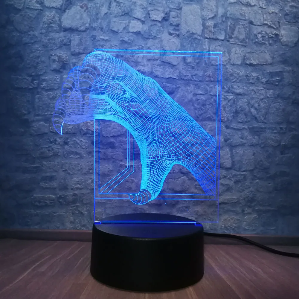 3D зверь лапы светодиодный ночной Светильник Иллюзия USB Base desktoр зарядное