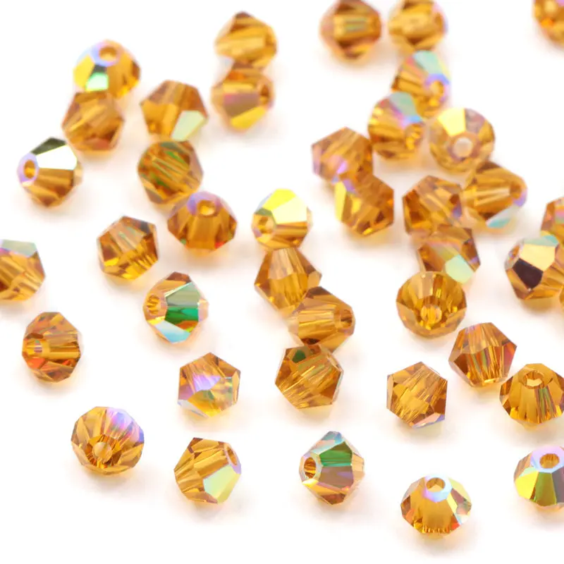 amber ab 720 шт. AAA Качество 4 мм хрустальные двухконусные бусины супер блестящие стеклянные бусины для браслета серьги кольца изготовление ювелирных изделий DIY бумажный пакет - Цвет: amber ab