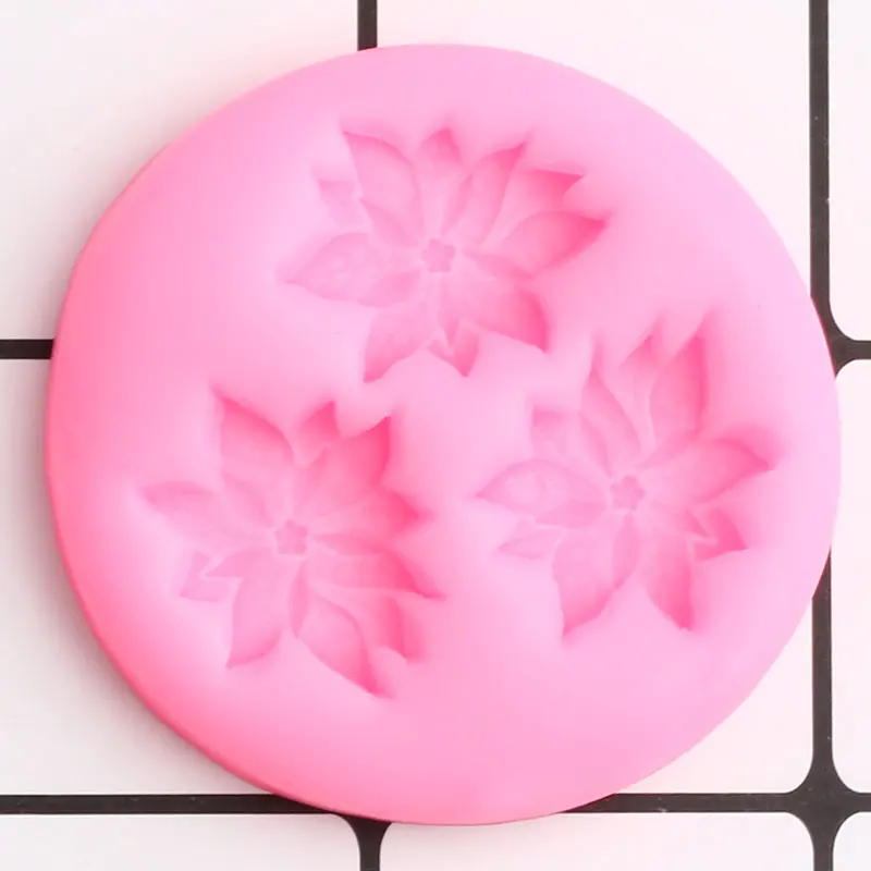 Poinsettia Flower Silicone Molds Cupcake Topper Fondant Mold DIY Christmas Cake Decorating Tools Candy Chocolate Gumpaste Moulds
