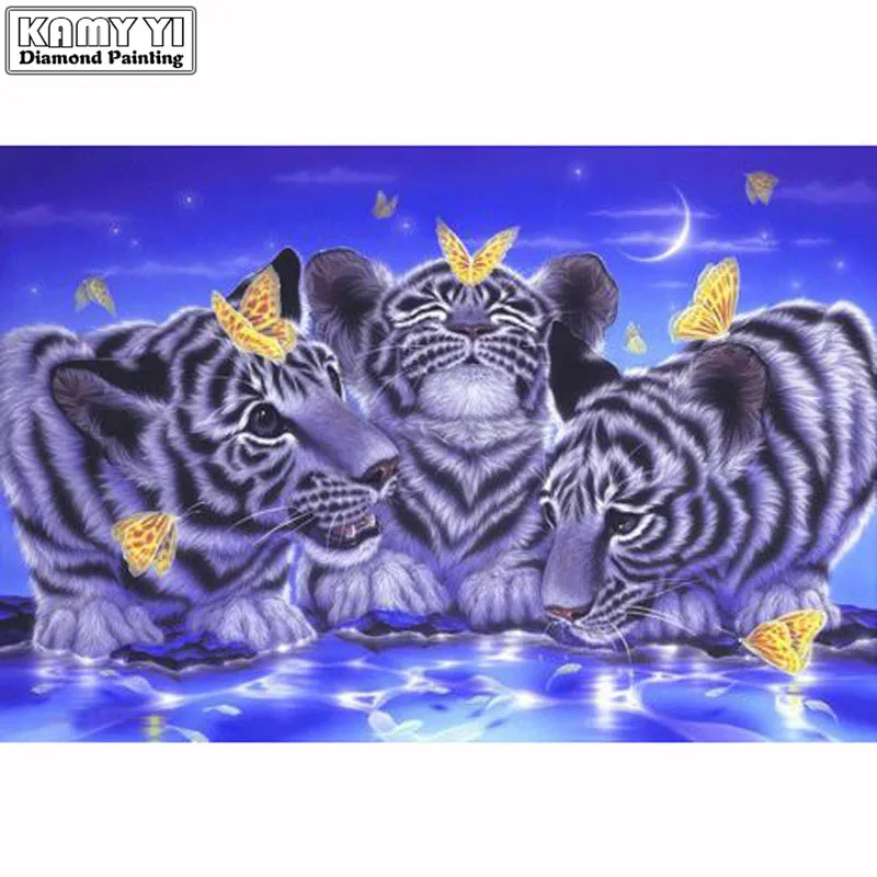 

Full Drill Square/Round Diamond 5D DIY Diamond Painting Embroidery Cross Stitch Tigers Butterflies Rhinestone Mosaic Painting