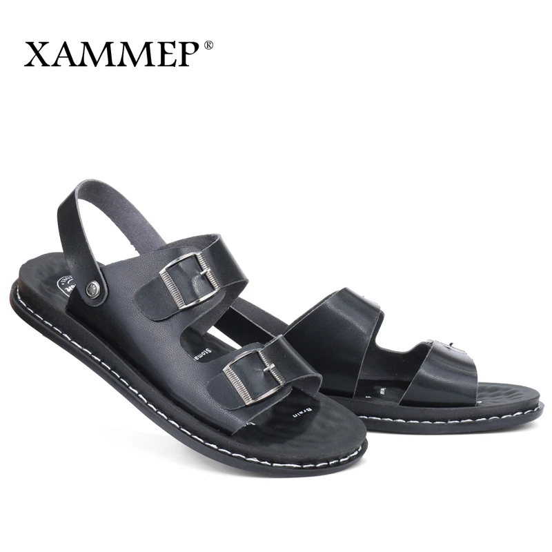 Сандалии Xammep мужские пляжные шлепанцы сплит кожа брендовые Повседневная летняя