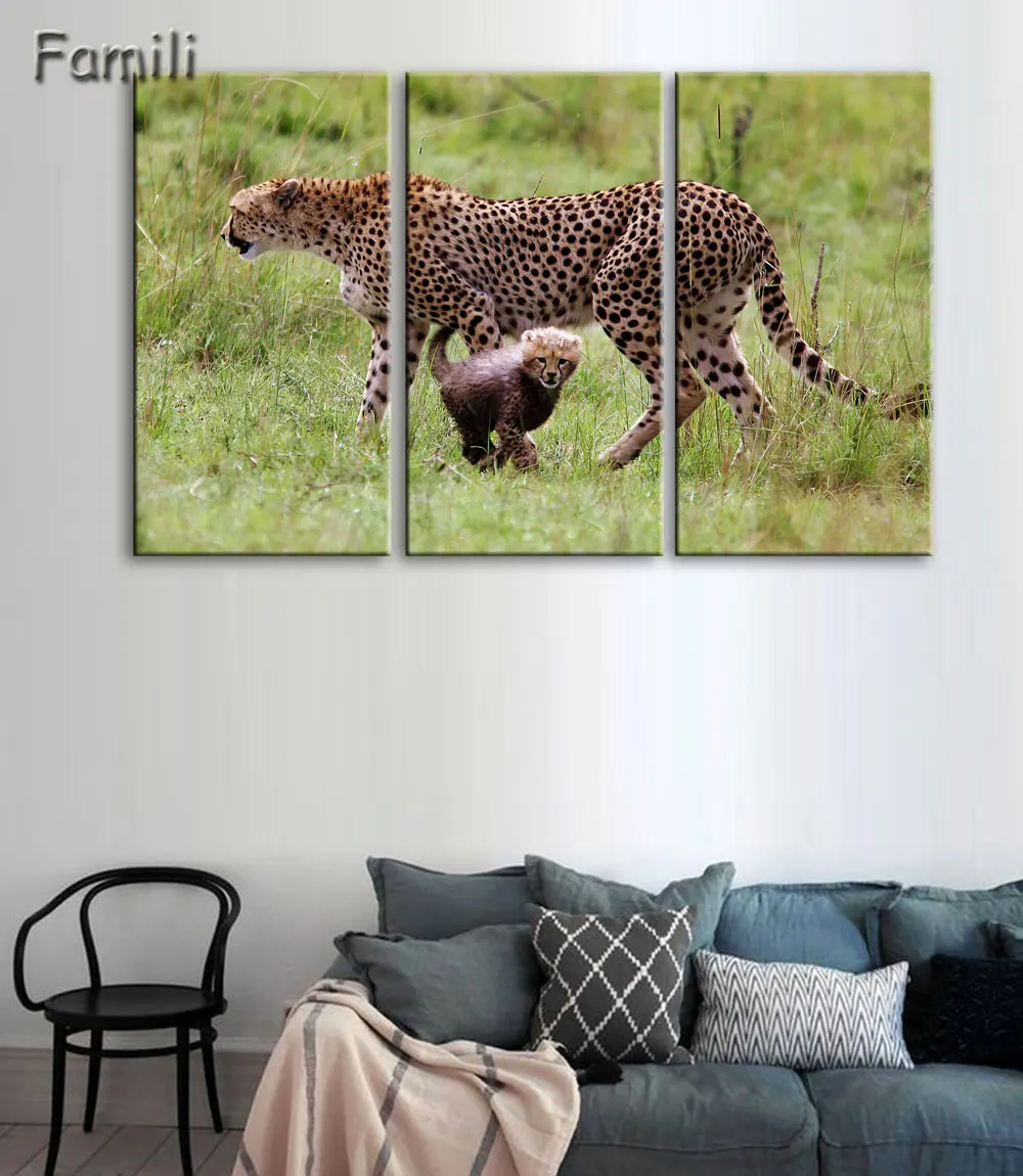 Картина маслом в африканском стиле Гепард 3 шт./компл.|canvas wall art|wall artpainting picture |