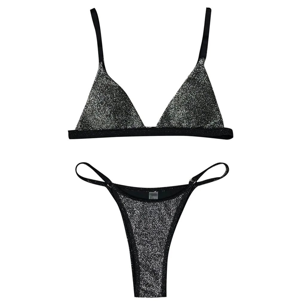 Женский купальный костюм пуш ап сексуальный танкини Серебряное шелковое