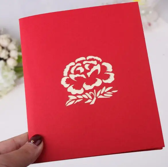 10 шт. Пион цветок Киригами ручной работы Оригами 3D всплывающие поздравительные