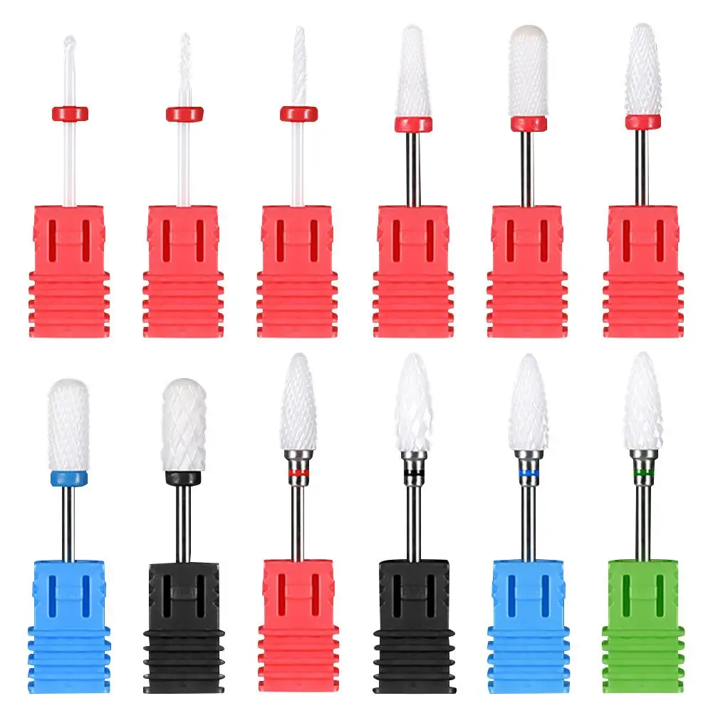 

12PCS Nail Ceramic Polishing Head Electric Grinding Machine Accessories Dead Skin Remove Repair Tools