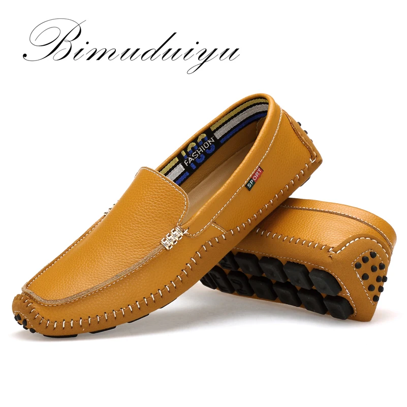 BIMUDUIYU Big Size High Quality Genuine Leather Men Shoes Soft Moccasins Fashion Brand Flats Comfy Casual Driving Boat38-47 | Обувь