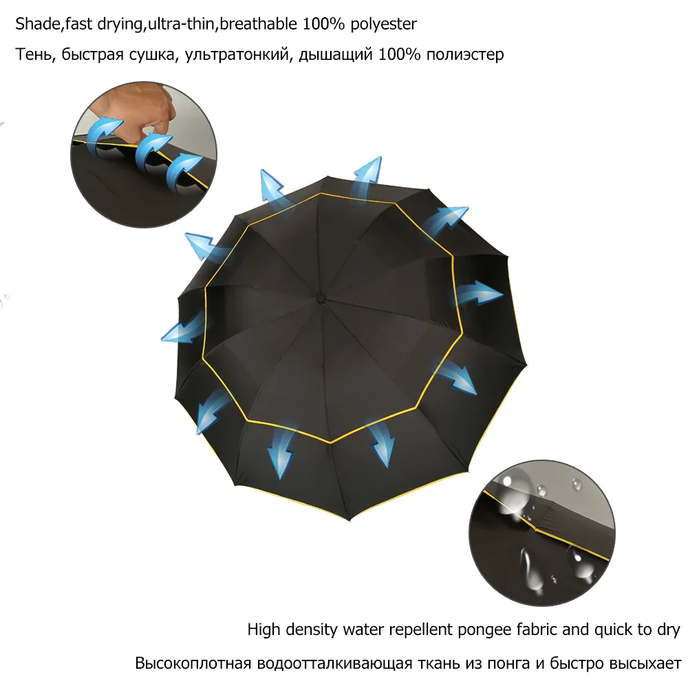

Windproof Large Golf Umbrella Men Rain Woman Large Paraguas Male Women Sun 3 Floding Big Umbrella Outdoor Parapluie U5B084