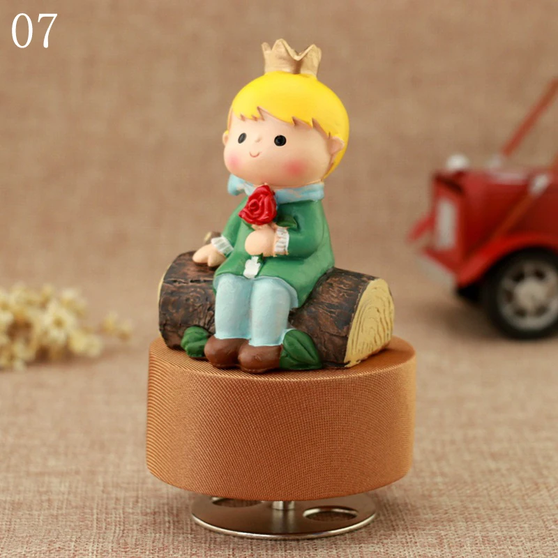 Maple wood cloth Маленький принц Заводной вращающийся круглый базовый музыкальный ящик деревянная музыкальная шкатулка изделия из дерева ретро подарок украшение дома аксессуары - Цвет: Maple wood cloth