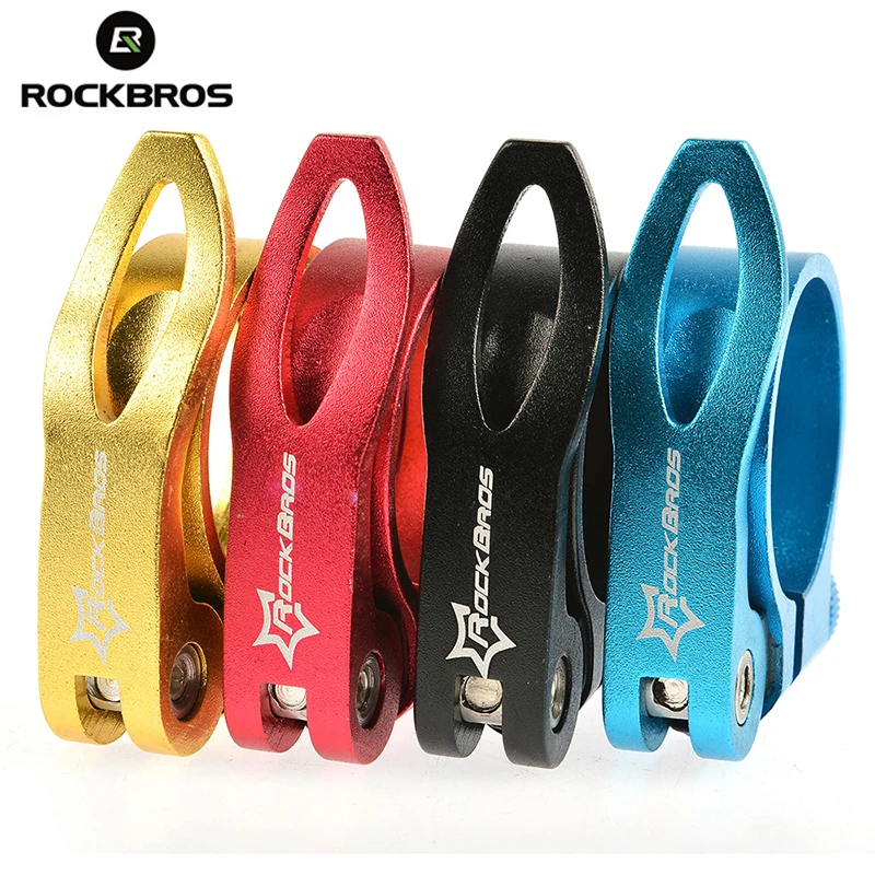 ROCKBROS Алюминий Сверхлегкий Быстрый выпуск дорожный велосипед MTB Горные Велосипедные подседельные штыри подседельный хомут 31.8 мм 34.9 мм 40 г 4 вида цветов