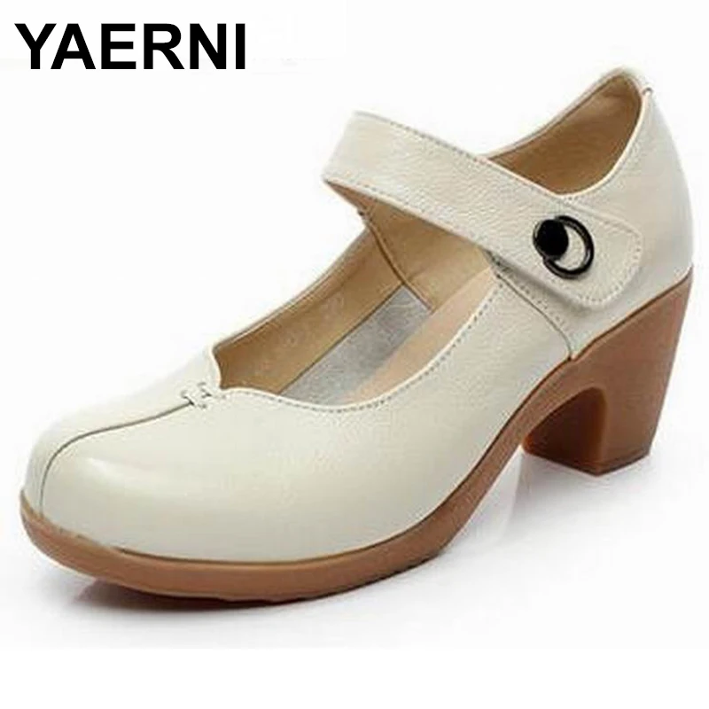 YAERNI/весенне-Осенняя обувь Женские туфли-лодочки из 100% натуральной кожи кожаные