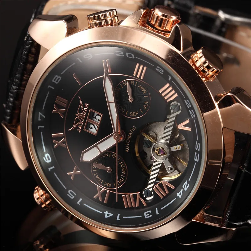 Мужские механические часы-скелетоны JARAGAR повседневные в стиле милитари деловые