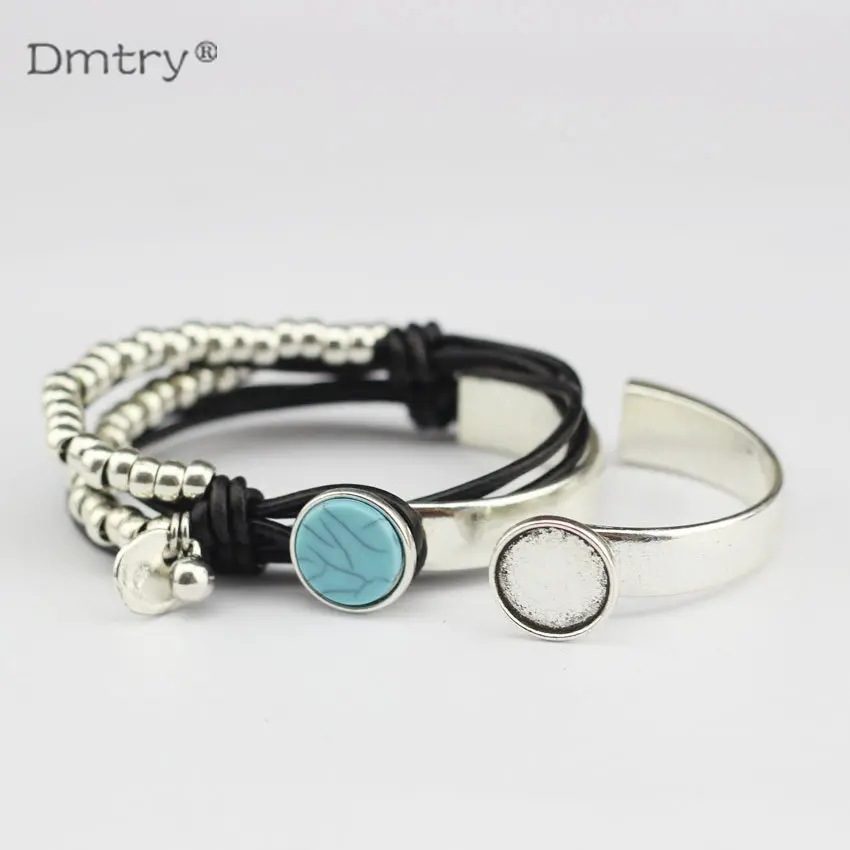 Dmtry 3 шт. античное посеребренное Покрытие половина манжеты крючок для браслета
