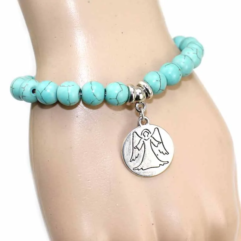 Boho Винтаж бирюзой Браслеты для Для женщин мужчин Крест Дерево змея Сова ручной