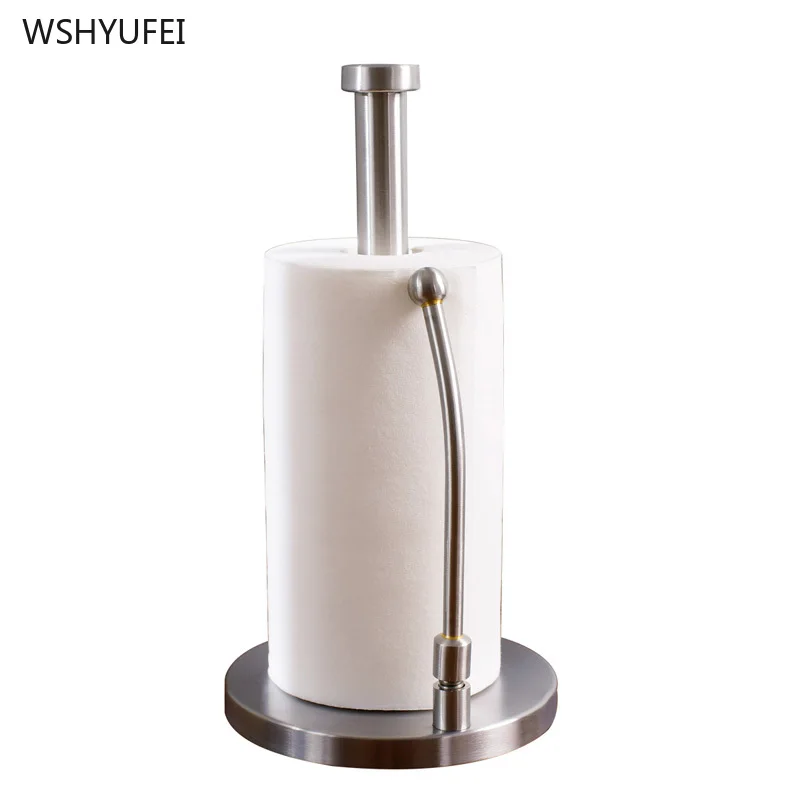 

Direct sales simple kitchen double stainless steel paper towel holder roll holder creative punch-free vertical plastic wrap