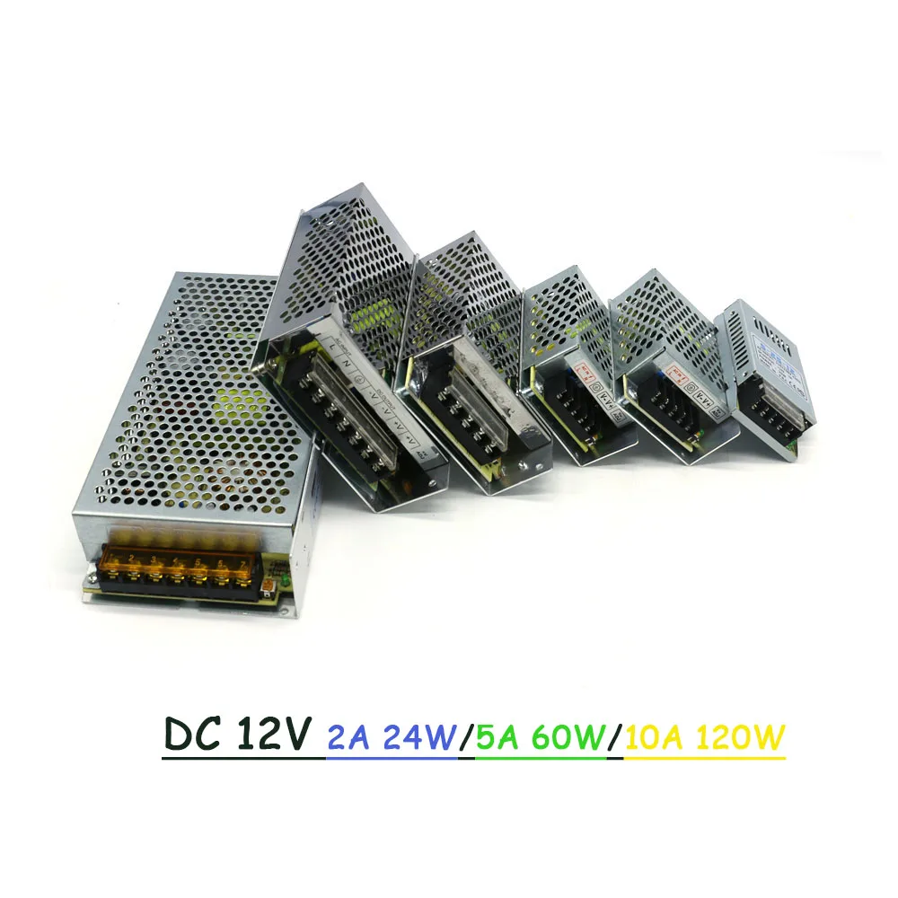 DC 12V импульсный источник питания DC 12V 2A 24W 25W 5A 60W 10A 120W выходной источник питания Светильник ing трансформатор для светодиодной ленты светильник