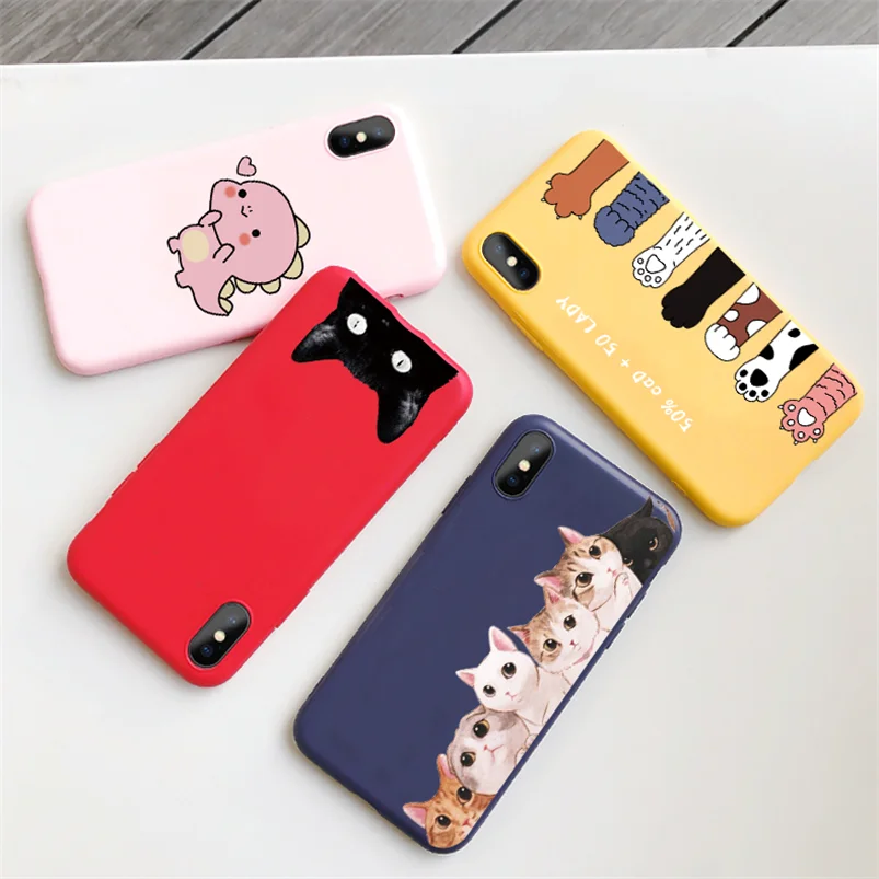 Цветной чехол для телефона для iPhone 11 Pro XS Max XR X 8 7 6 6S Plus 5 5S SE роскошный мягкий ТПУ задняя крышка красный чехол для iPhone X чехол