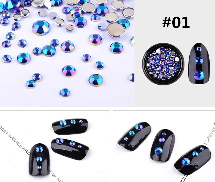 1 коробка разноцветные акриловые блестки для дизайна ногтей AB Стразы 3d DIY хрустальные украшения для ногтей очаровательные аксессуары для маникюра - Цвет: 01