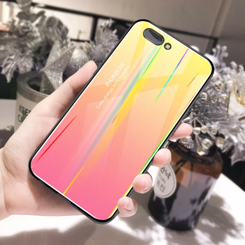 Лазерный чехол из закаленного стекла для Oppo R15x Aurora градиентный цветной 6 4