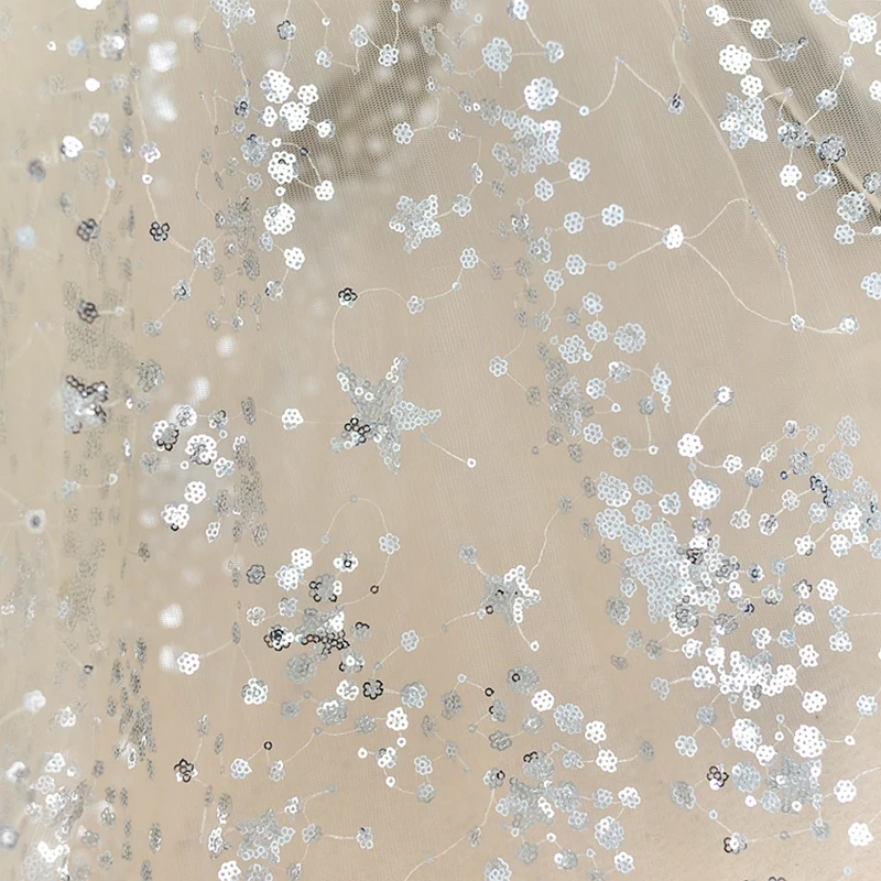 130 см Ширина блесток вышивка блеск тюль сетка для банкета Вечеринка свадьба Сценическое платье вуаль украшение ткань