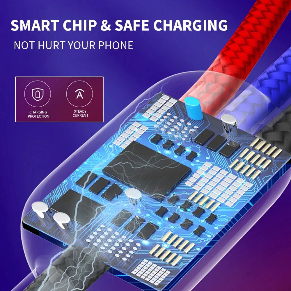 VOXLINK USB кабель 3 в 1 для iPhone XS Max XR X 8 7 зарядное устройство Micro Android TypeC samsung S9 S8