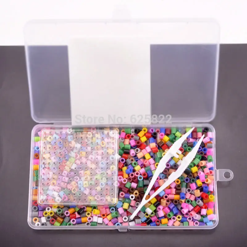 5 мм Perler бисер Artkal Fuse DIY Educational Craft (1000 Бусин + Пинцет квадратная пегборд Железная